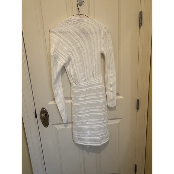 NEW Pretty Garbage White Fitted Knit Sweater Dress Small BodyCon - Picture 5 of 6